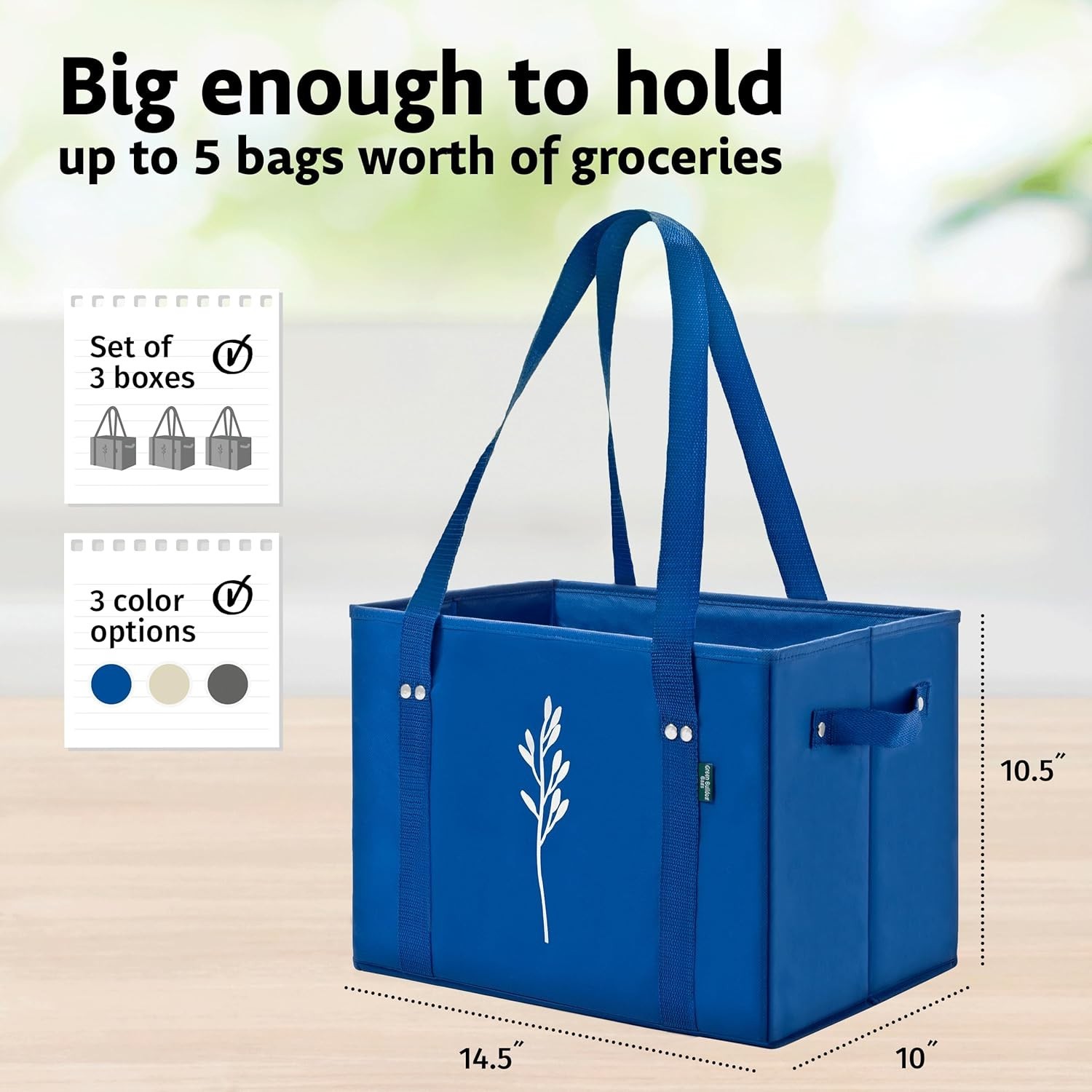 Bulldog Reusable Grocery Bags – Set of 3 Gray Totes