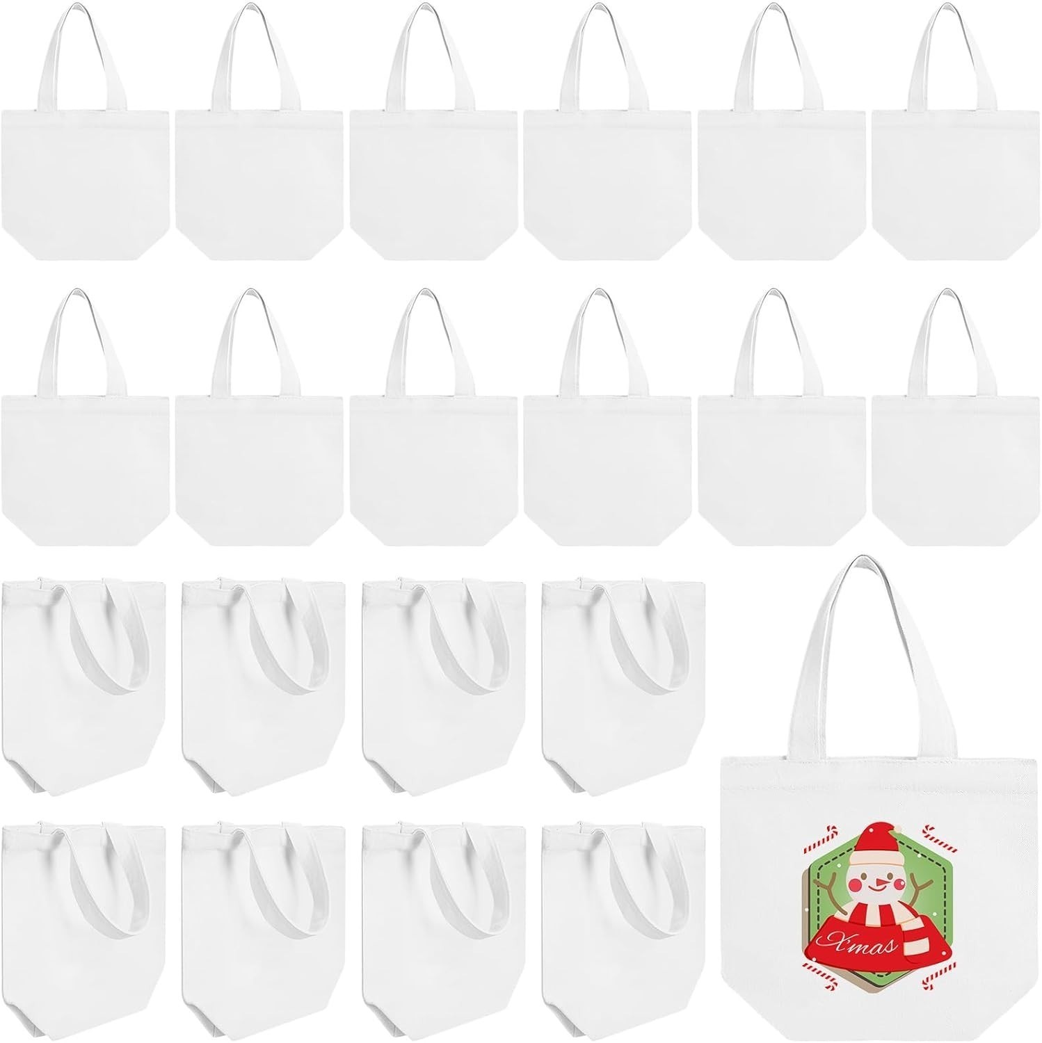 24 Pcs Mini Canvas Tote Bags Small Tote Bags Bulk Reusable Gift W/ Handles