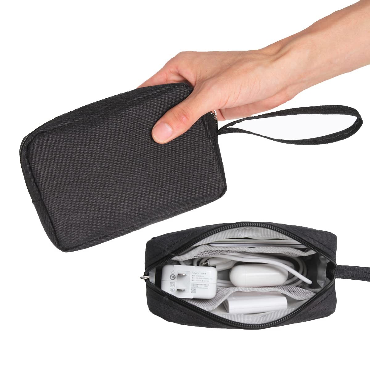 2 Pieces Small Zippered Pouch, Portable Electronics Soft 2 Little Bag