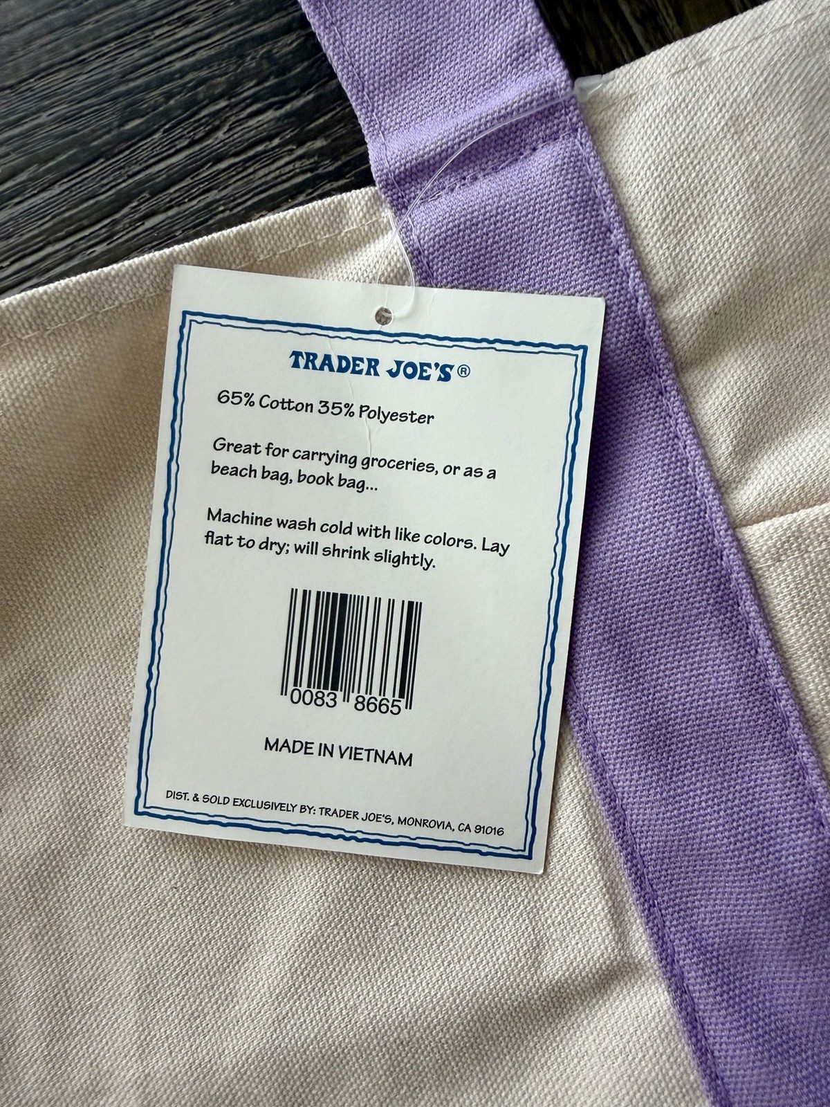 🔥2026 Trader Joe’s Canvas Large Purple Limited Ed Tote Bag Lavender🔥