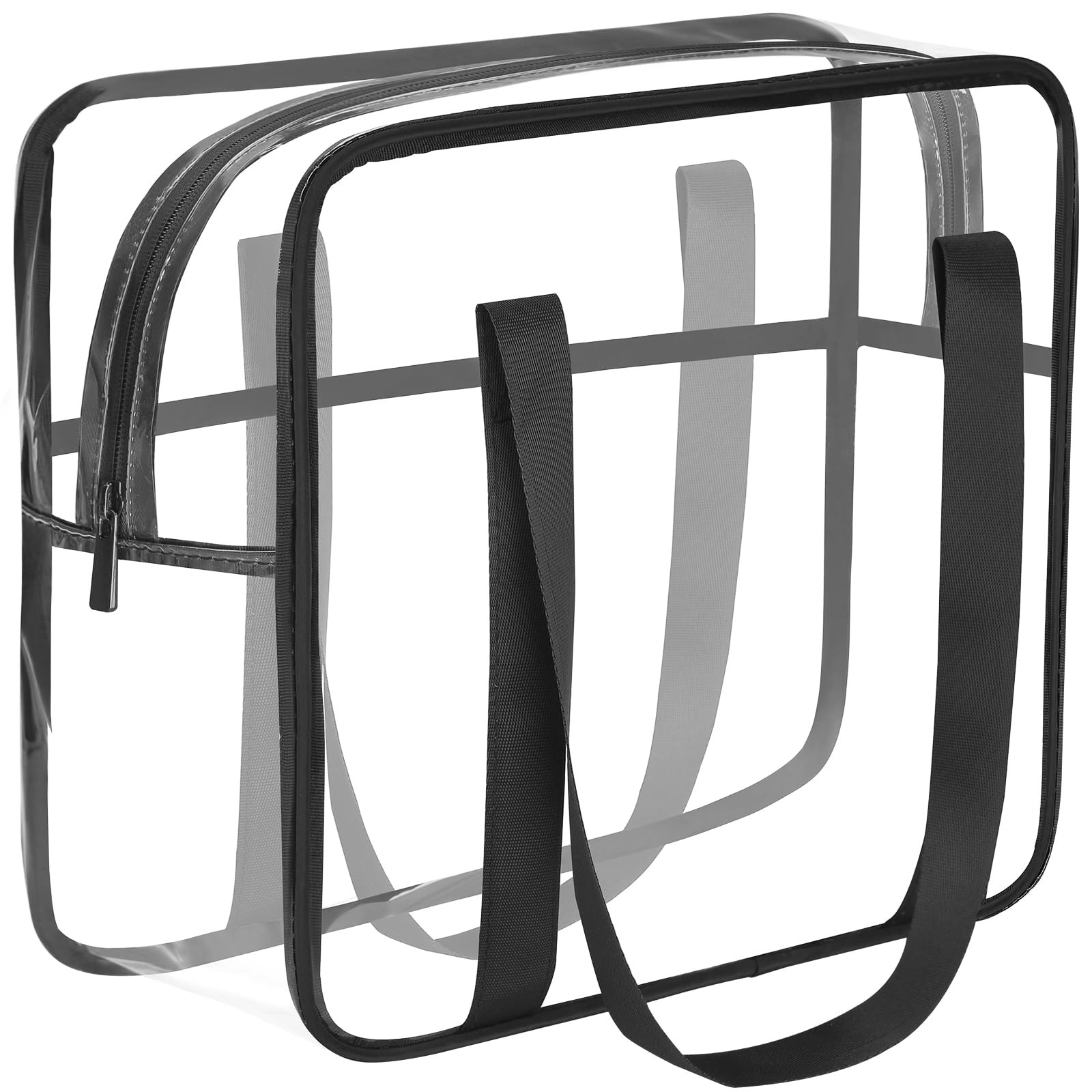 HAOGUAGUA Extra Large Clear Cosmetic Makeup Bag, Transparent PVC Tote Black