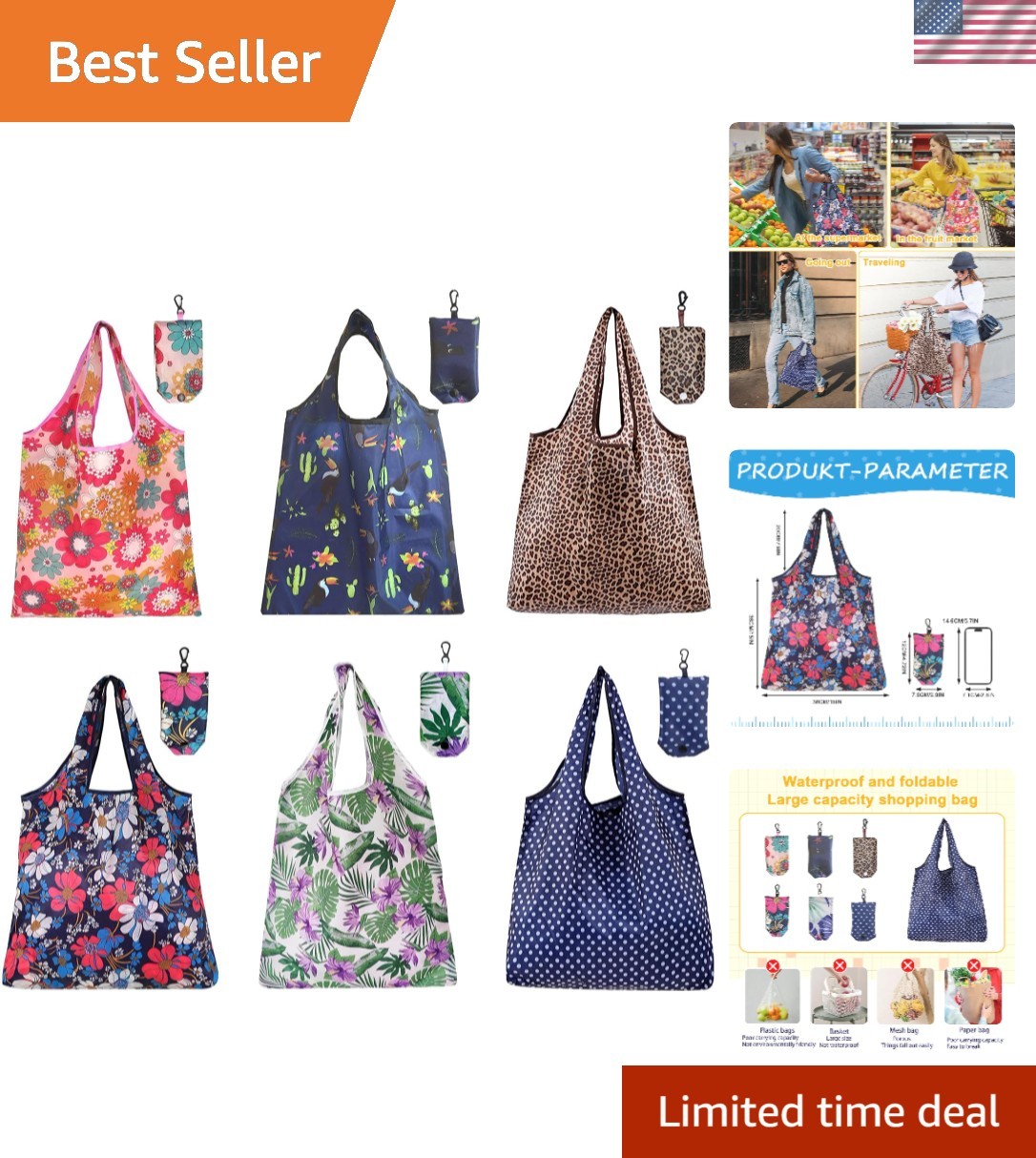 Extra Large Foldable Reusable Shopping Bags Washable Polyester Pocket