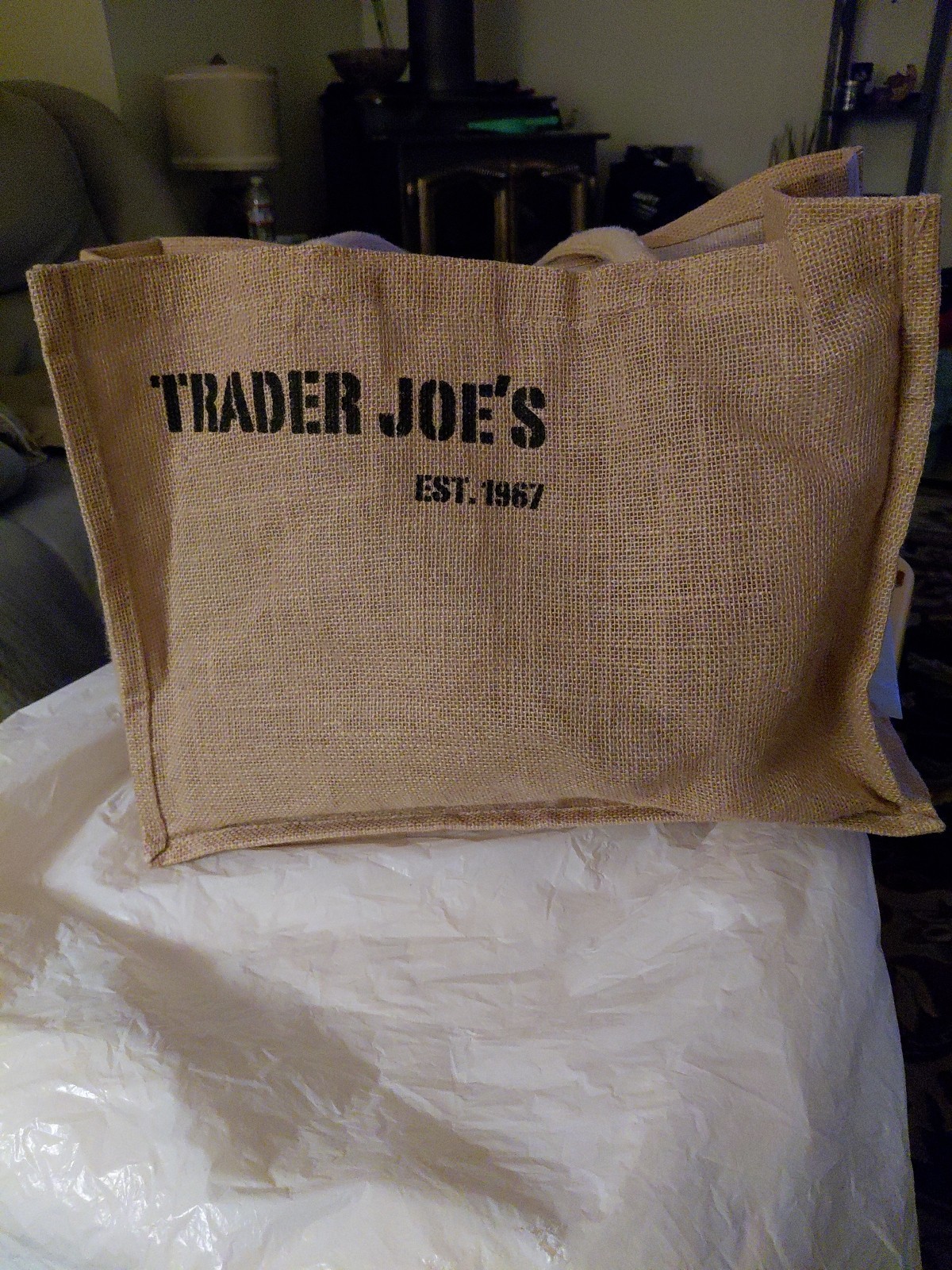 Trader Joe’s Burlap Nautical Flag “C Charlie” Jute Tote Bag