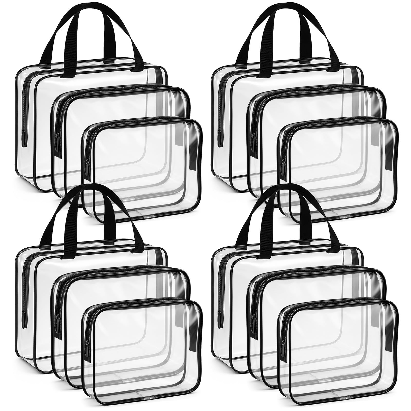 AOZUO 12 Pack Clear Makeup Bags, PVC Pouches with Zipper TSA