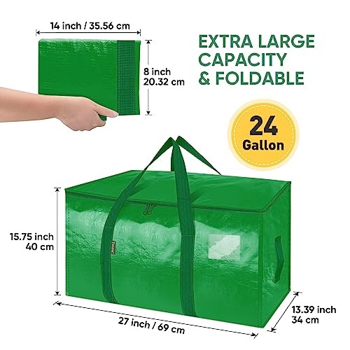 Oversized Moving Bags with Reinforced Handles, Heavy-Duty 8-Pack Light Green