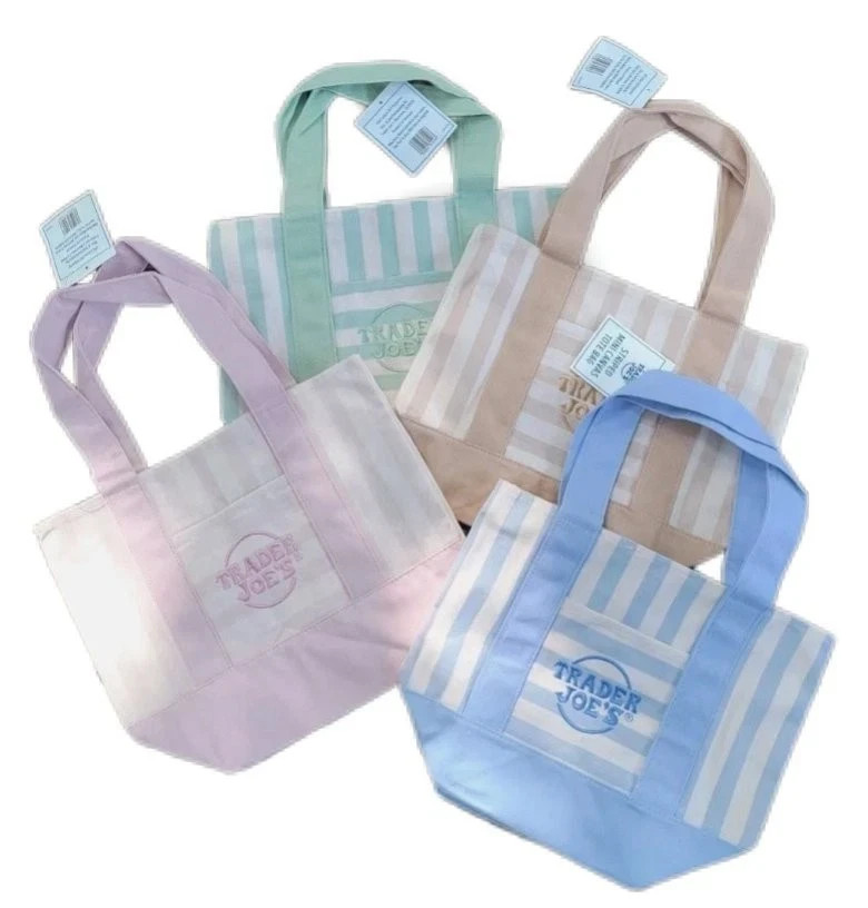 Trader Joe’s Mini Pastel Stripe Tote Bag Limited Edition Set of 4 NO RESERVE