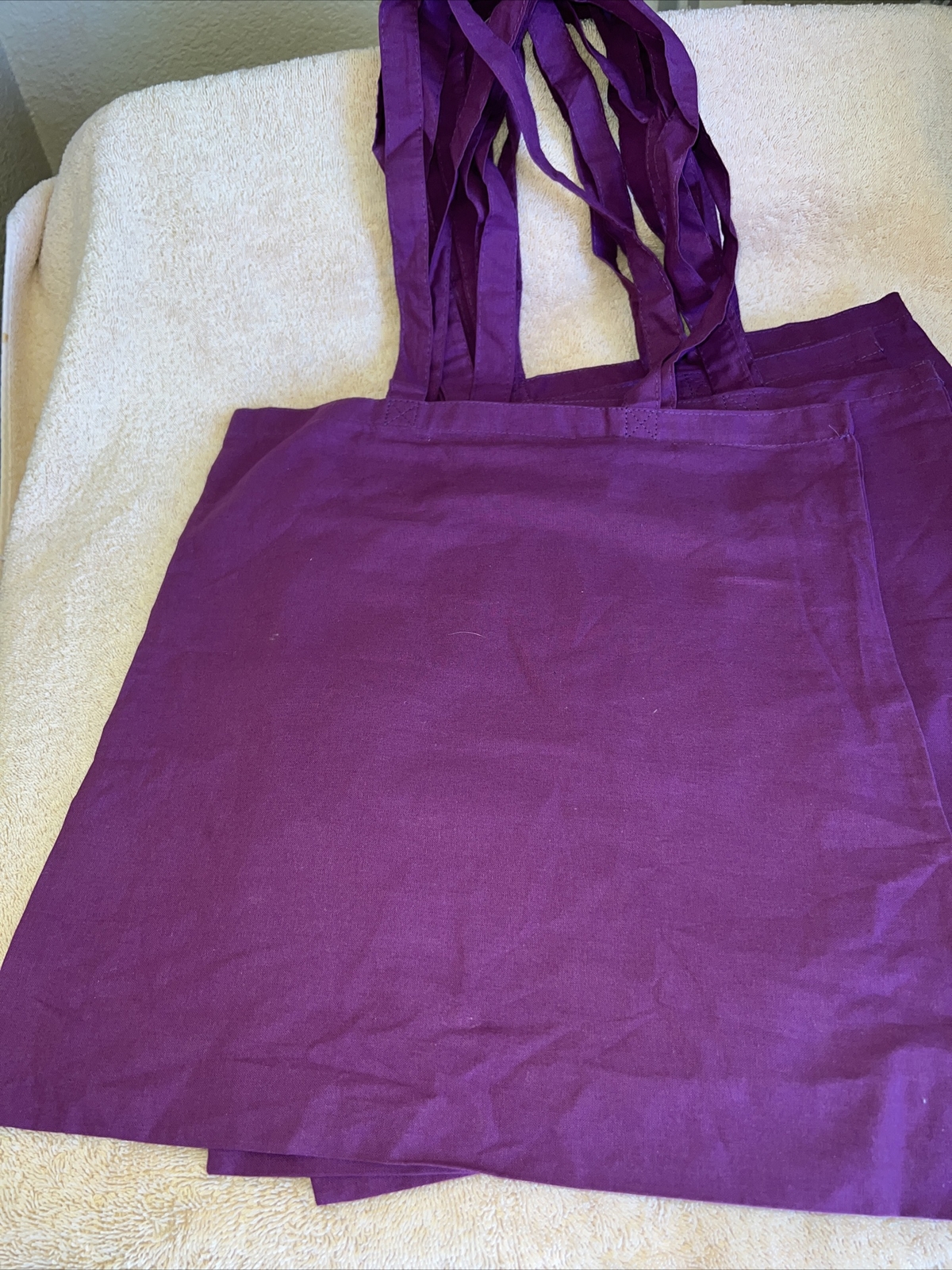 5 Purple Cotton Tote Bags For Crafting
