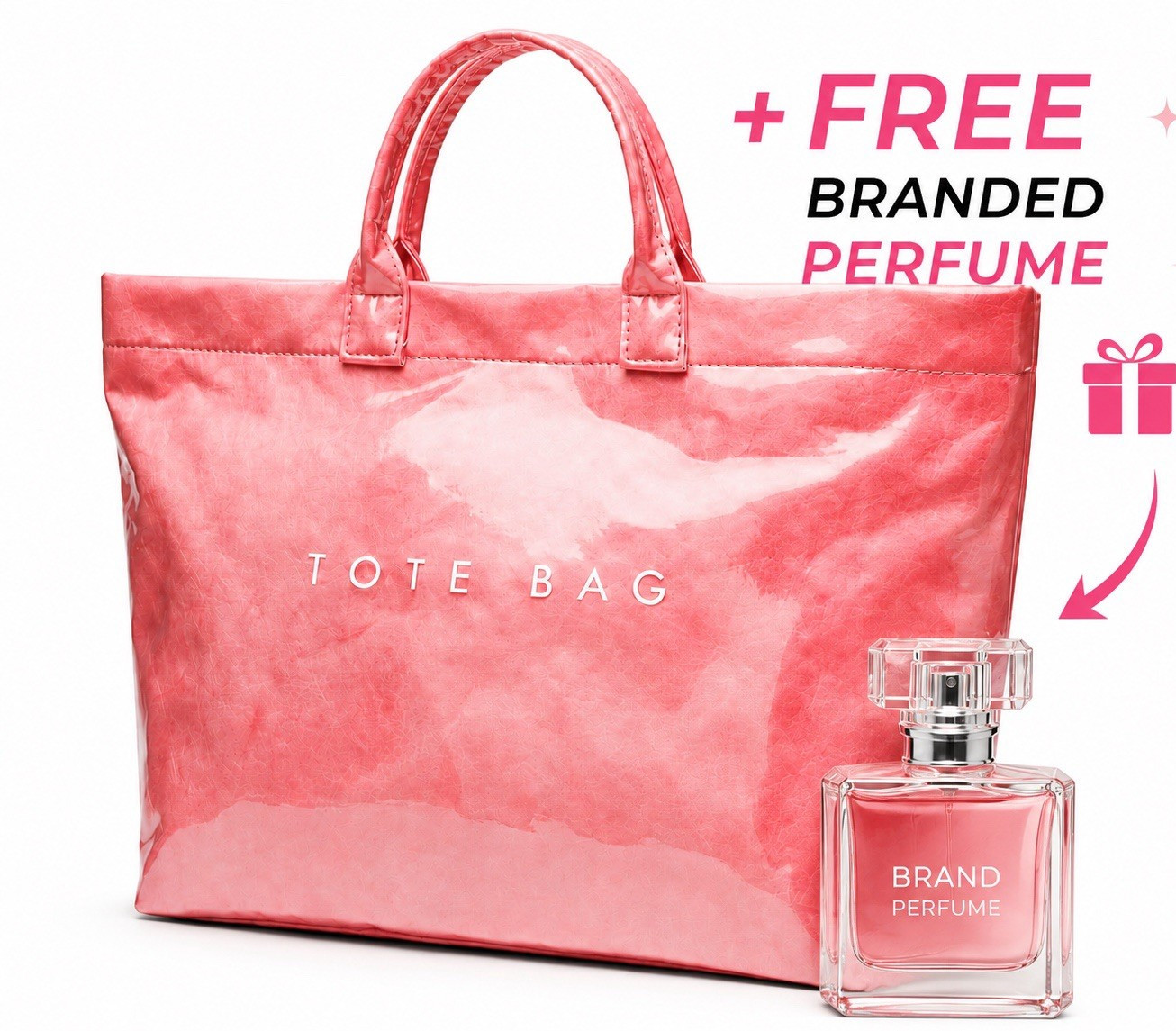 Pink Marbled Tote Bag + Free Branded Perfume