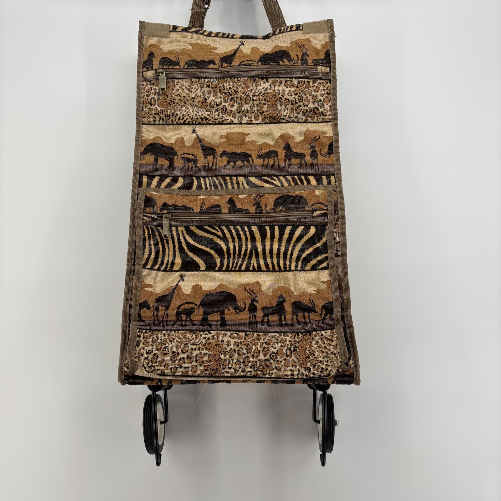 Jade Rolling Shopping Bag Large Brown Safari Animal Tapestry Ecletic Boho Unique