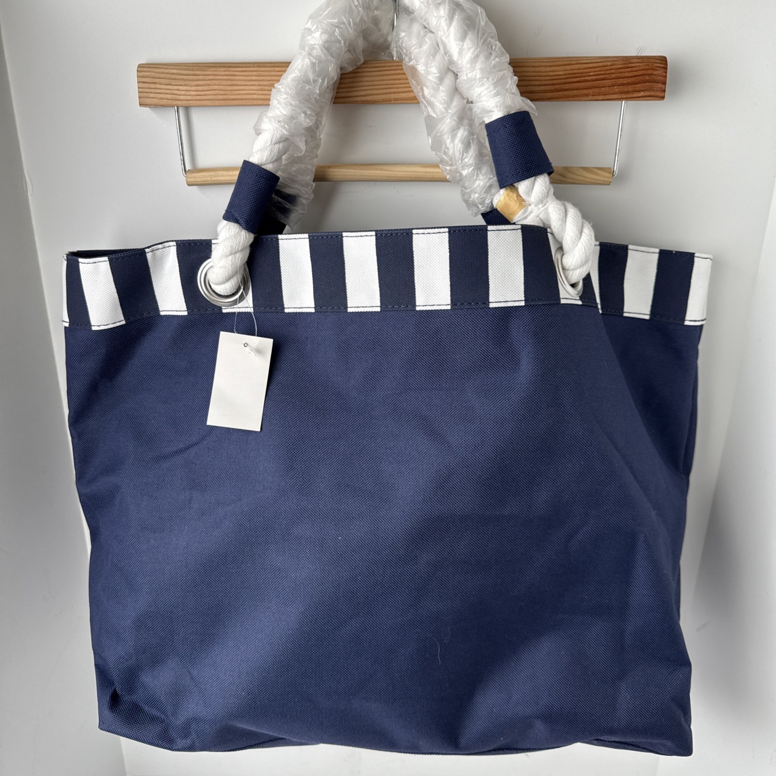 YANKEE CANDLE Navy Blue Tote Bag Nautical Ltd Edition Rope Handles Beach NWT
