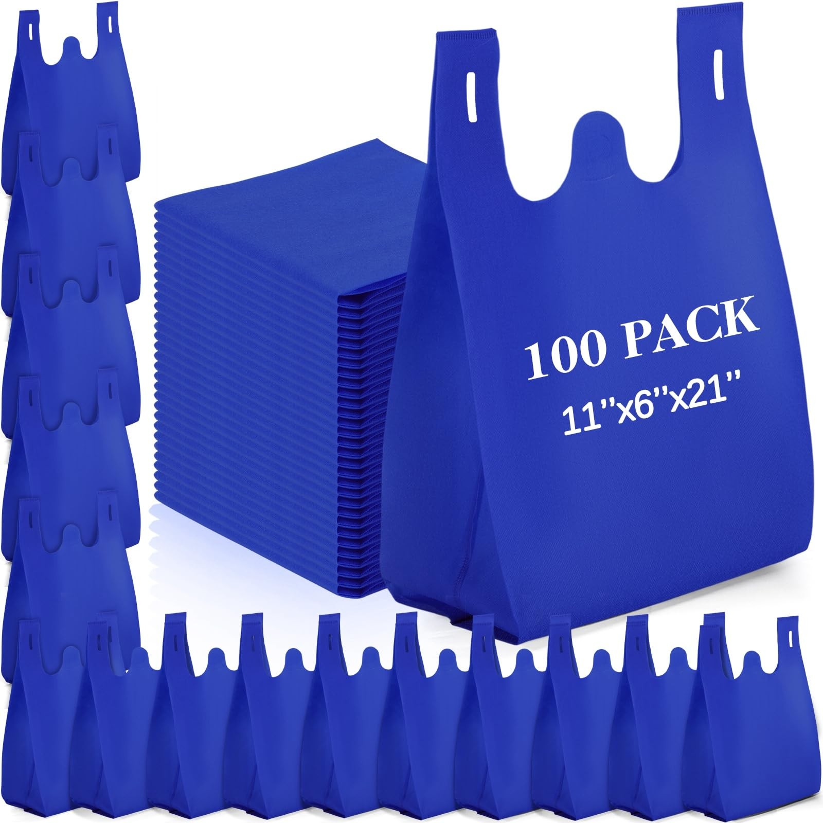Large Grocery T-shirt Bags Bulk Reusable Non Woven Shopping Bag Foldable Gift…