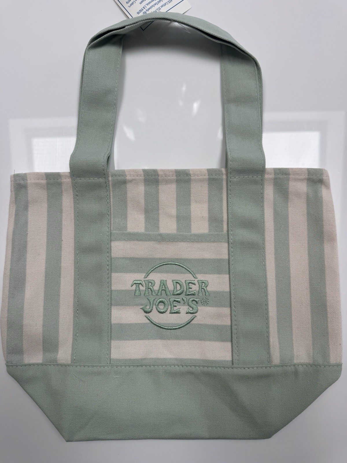 Trader Joe’s Small Canvas Striped Multicolor Tote Bag 13x6x10 Set of 4