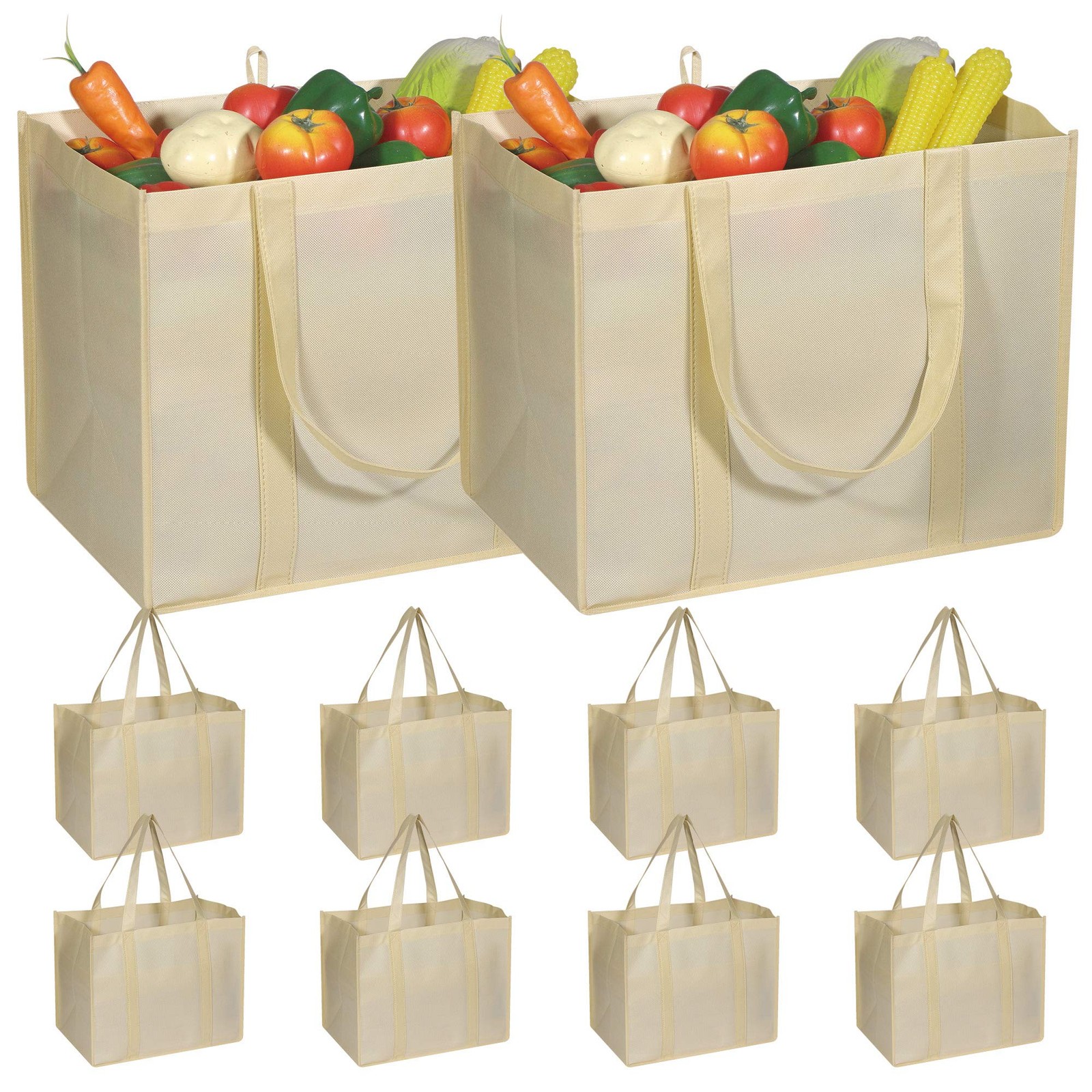 10 Pack Reusable Grocery Bags Extra Large Super Strong Heavy Duty Shopping Tote