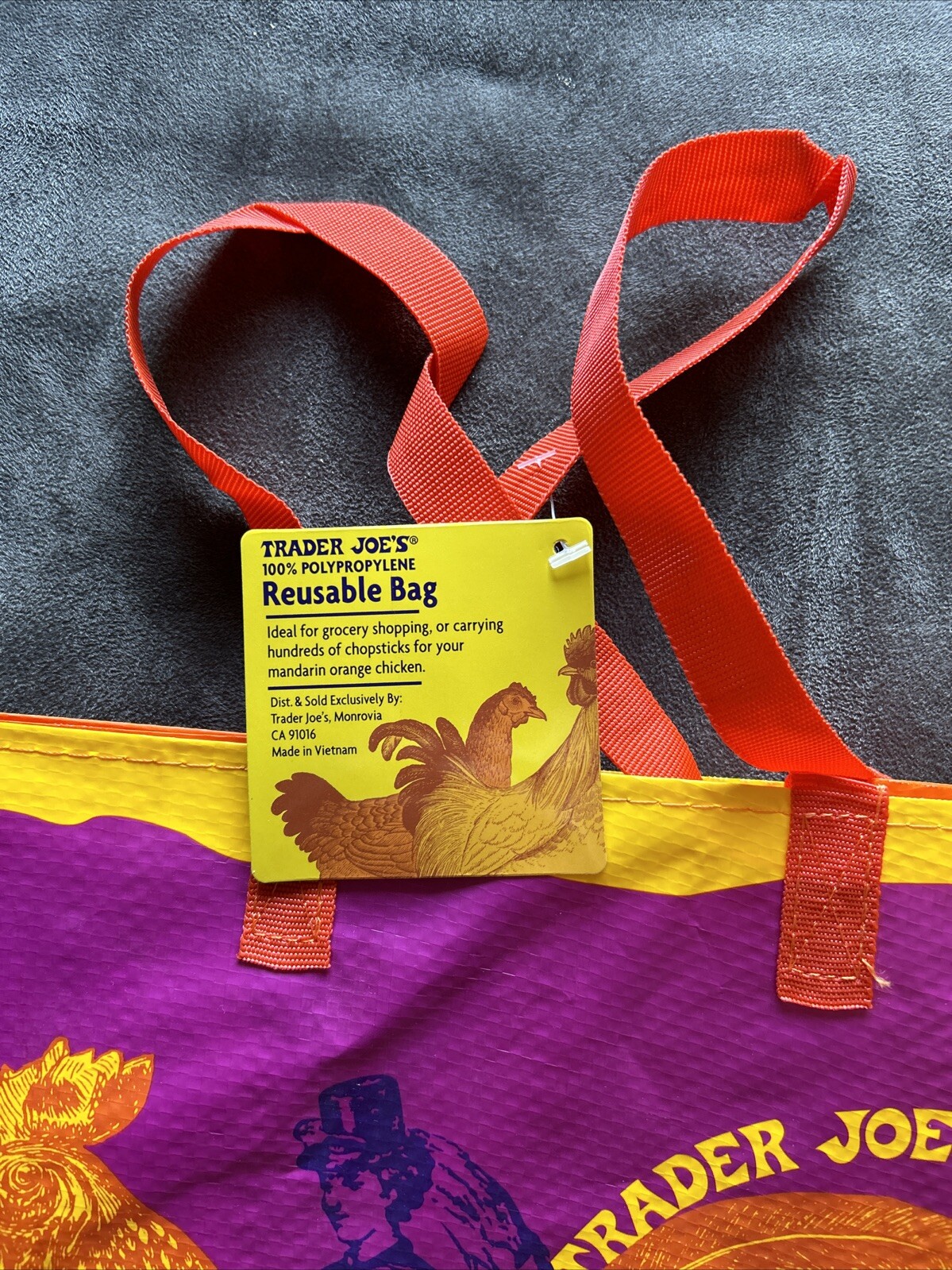 Trader Joe’s Mandarin Orange Chicken Reusable Shopping Bag New With Tag RARE