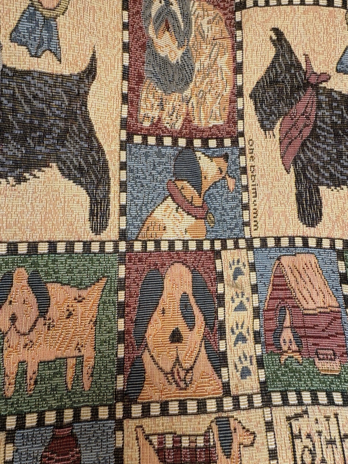 Faithful Companion Dog Tapestry Folding Rolling Travel Tote Shopping Bag