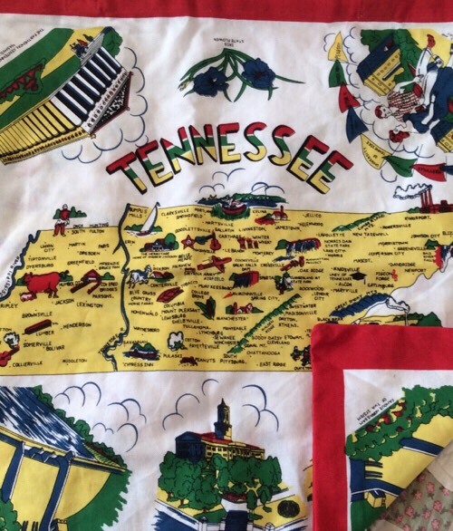 1 NEW Retro Style Cotton 50’s MARKET TOTE BAG – TENNESSEE – 21″ x 22.5″ Square