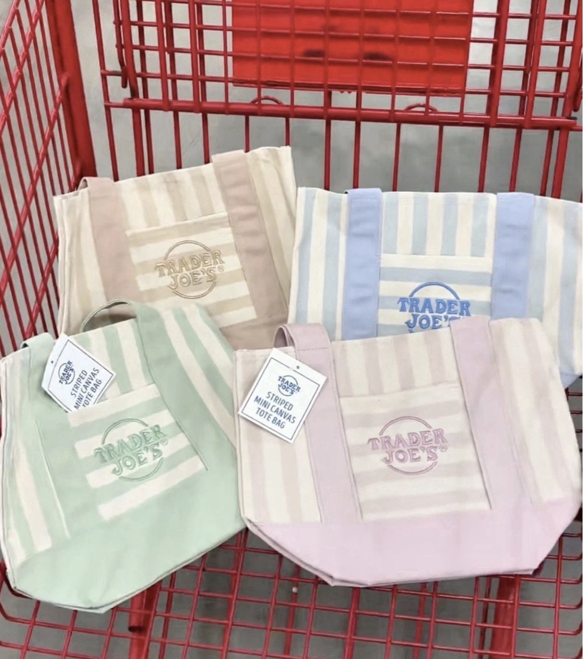 Trader Joe’s Striped Mini Canvas Tote Collection – Set of 4 (Brand New with Tag)