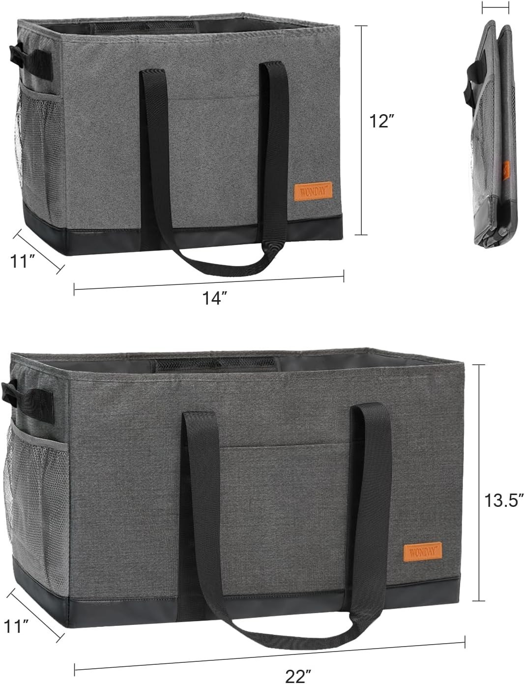 Extra Large Utility Tote Bag – Standing Reusable Grocery Bag with Handle