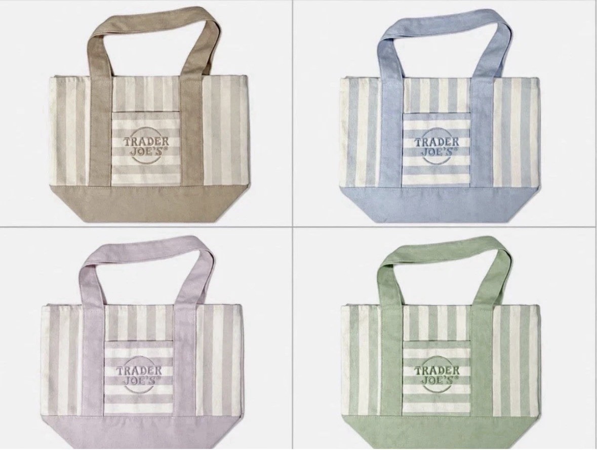 Trader Joe’s Striped Reusable Tote Bag Multicolor 10.5in x 10.5in New