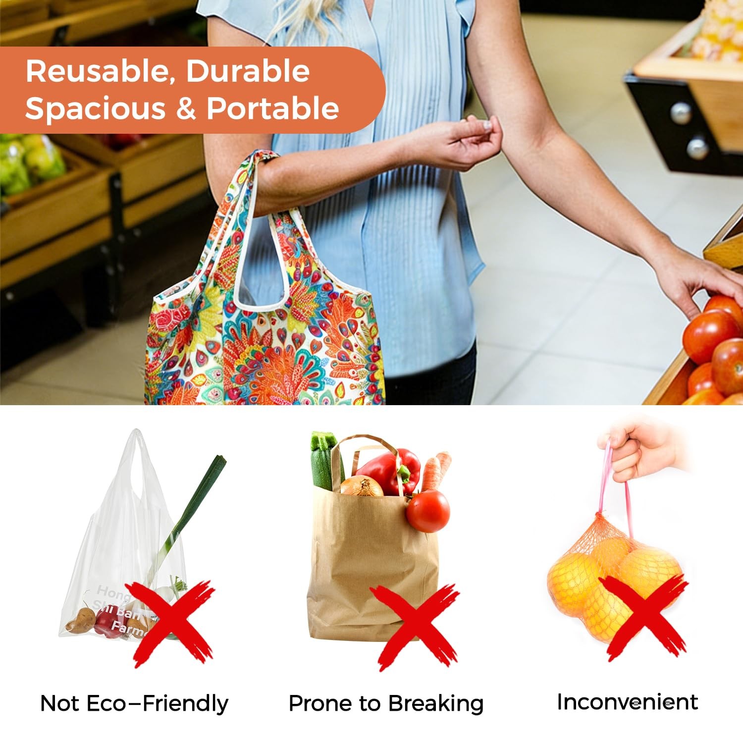 Reusable Grocery Bags-Foldable Machine Washable Reusable Shopping Bags-Bulk C…