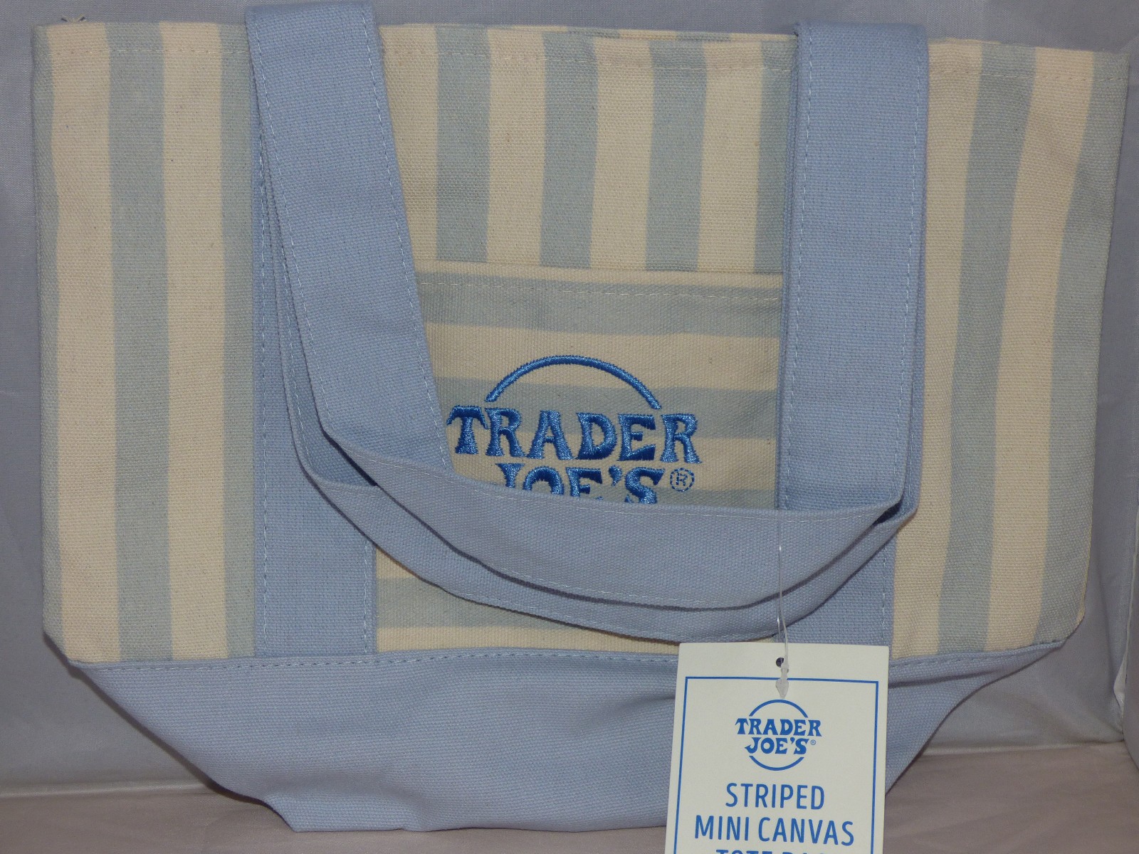 Trader Joe’s – Mini Canvas STRIPED Tote Bag – Blue – Summer 2026 – Limited Ed