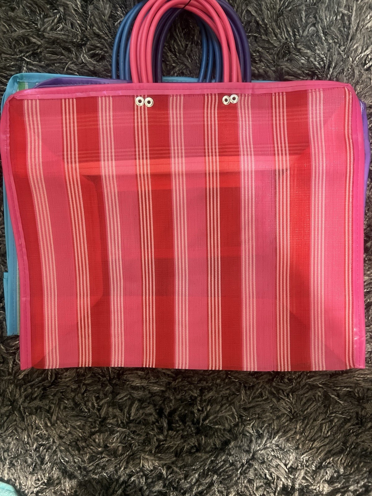 Mexican Market Mercado Multicolor Mesh Reusable Tote Purse Bag NEW