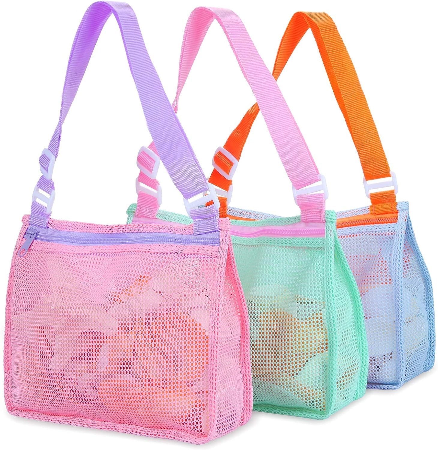 Beach Toy Mesh Beach Bag Kids Shell Collecting Bag Sand Toy Seashell Bag Wate…