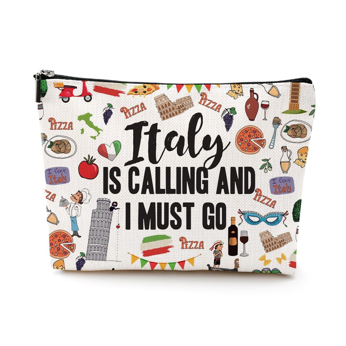 DJHUNG Italy Travel Cosmetic Bag – Themed 9.7 X 7 X 2 Inch, White476