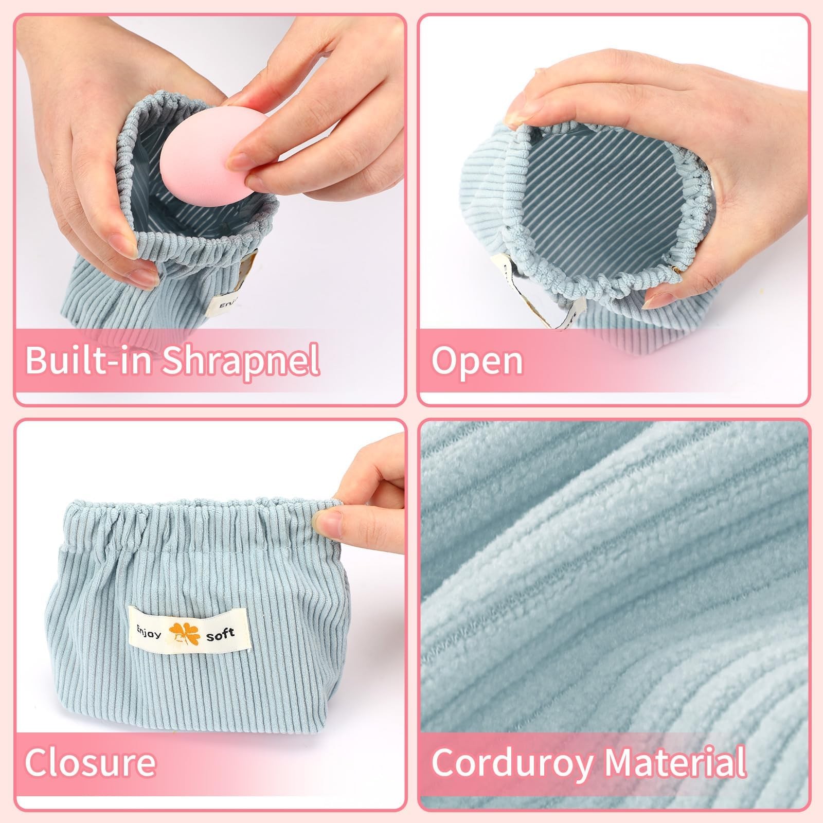 AUGSUN 6pc Corduroy Elastic Hair Tie 5.11 x 1.96 x 4.72 IN, 6 Colors