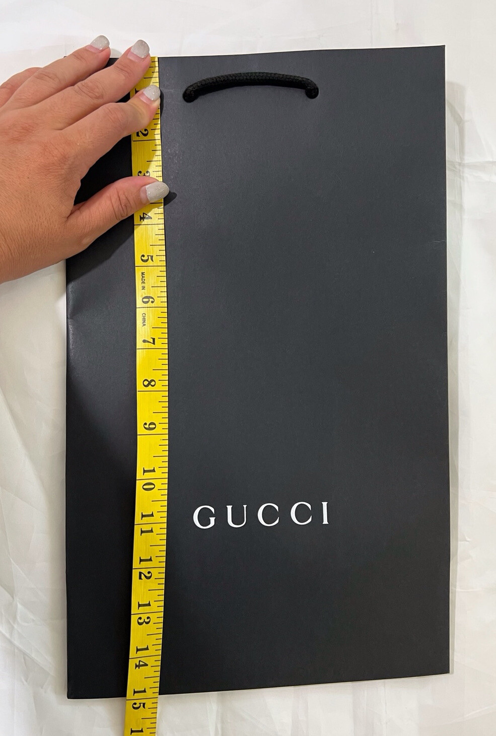 Gucci Paper Reusable Shopping Bag Rope Handle Black Large 15″ x 9 “x5,5”