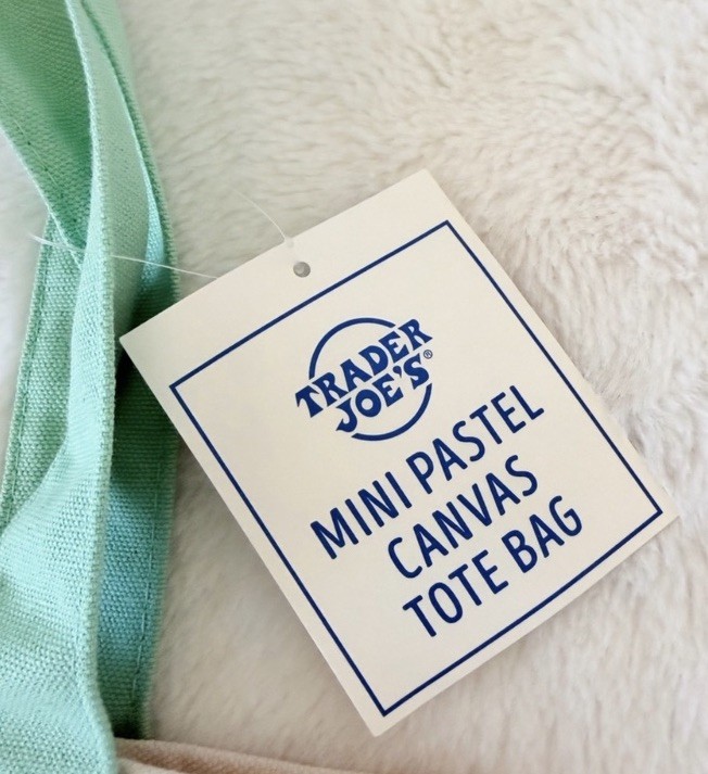Trader Joe’s Mini Pastel Canvas Tote Bag – Beige Mint Green – Small – Viral