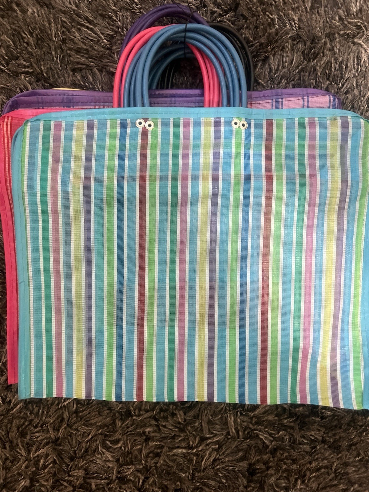Mexican Market Mercado Multicolor Mesh Reusable Tote Purse Bag NEW