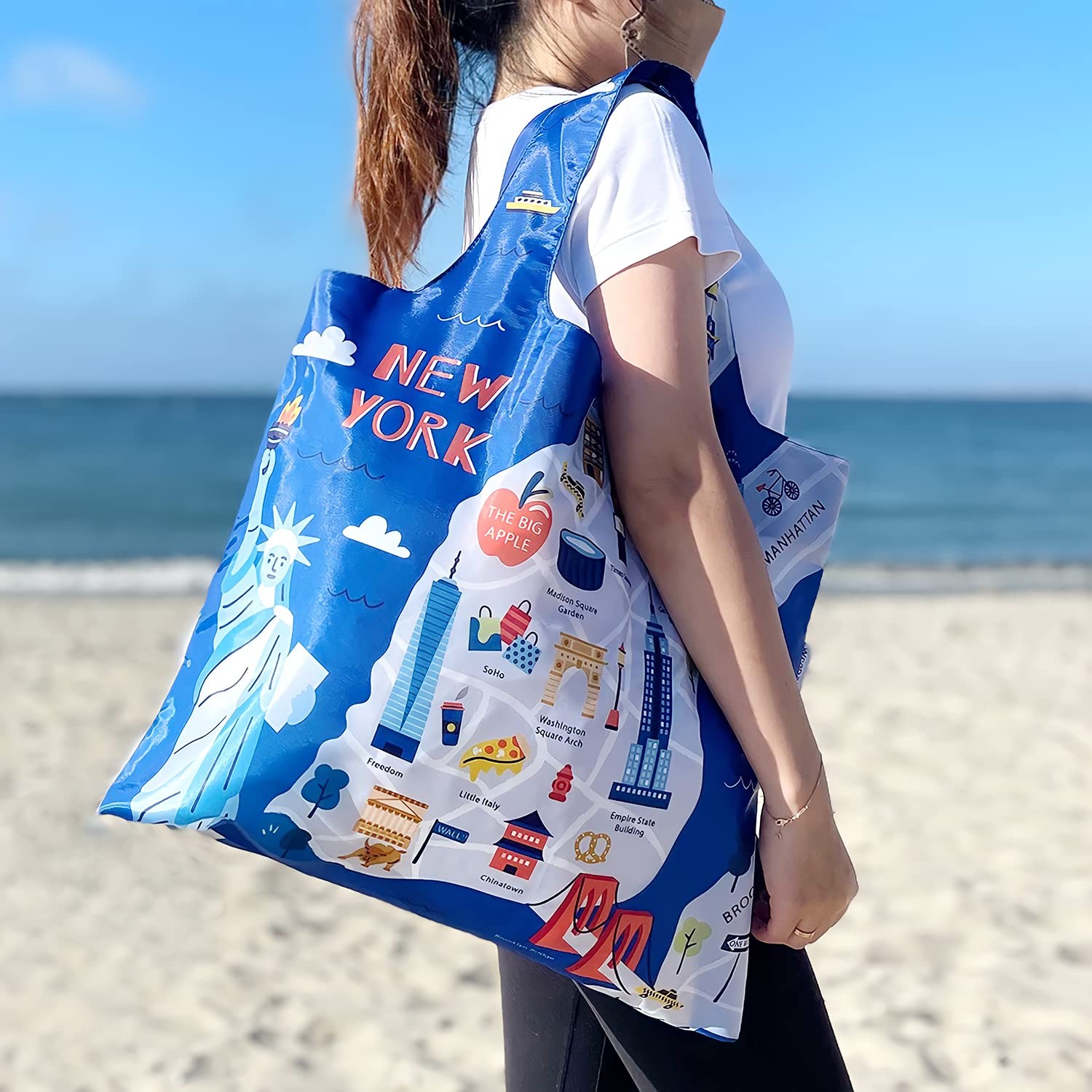 New York Reusable Grocery Bag Foldable Lightweight Travel Shopping Bag