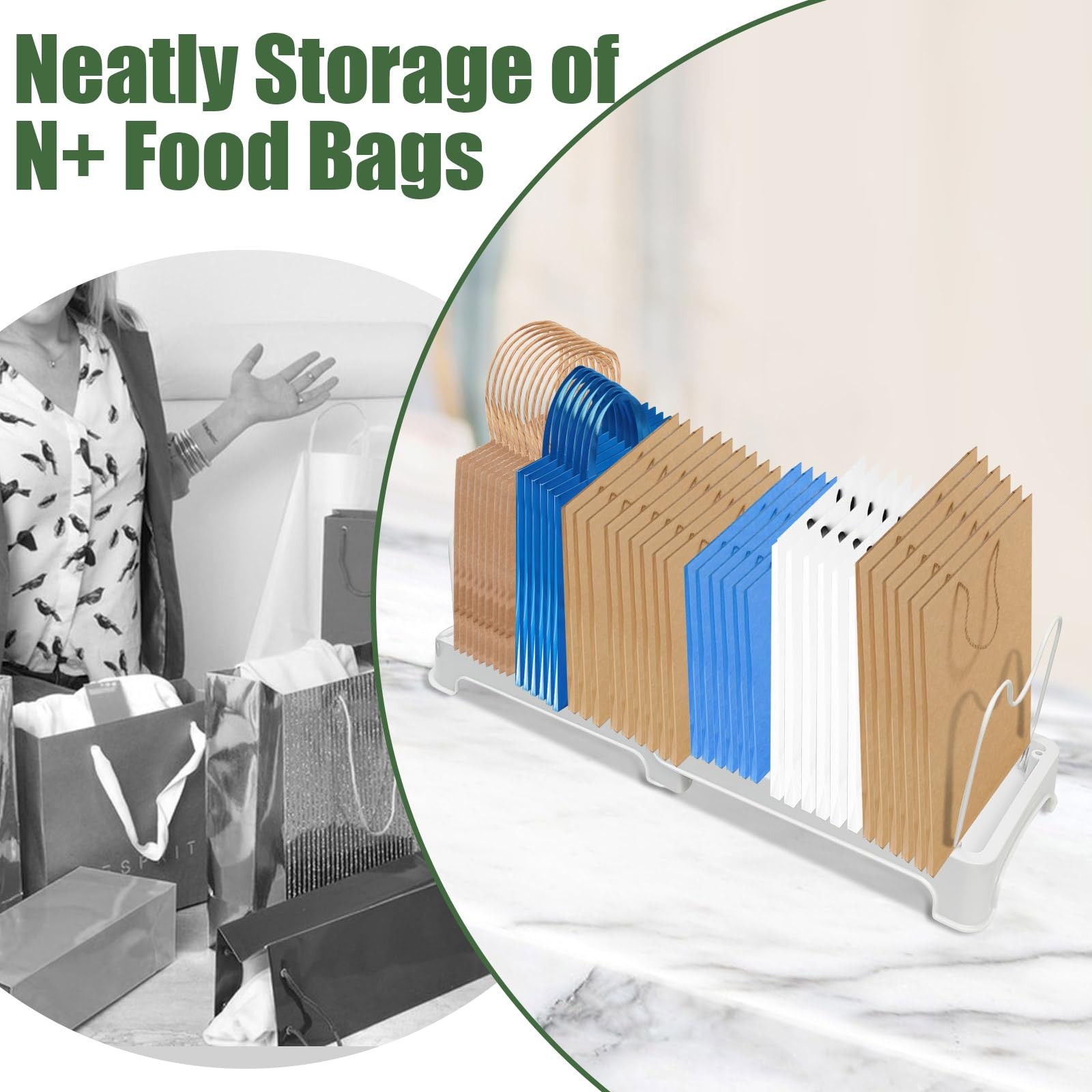 Reusable Shopping Bag Organizer, Adjustable Shelf Dividers, Great for Storing…