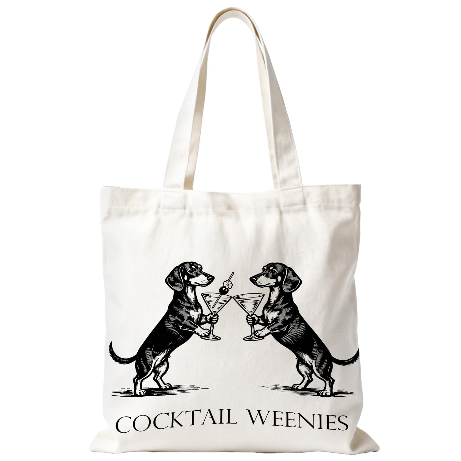Cocktail Dachshund Weiner Dog Tote Bag, Dachshund Gifts for Canvas Tote Bags,…