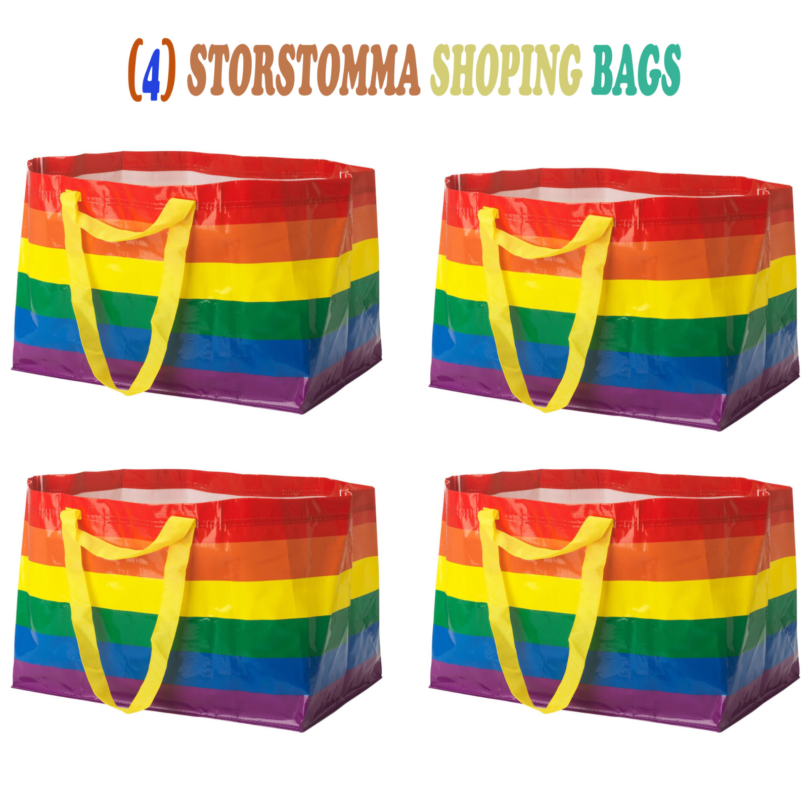 (4) Ikea Storstomma Rainbow Bag Big Shopping Storage Gay Pride LGBT LGBTQ Ltd Ed