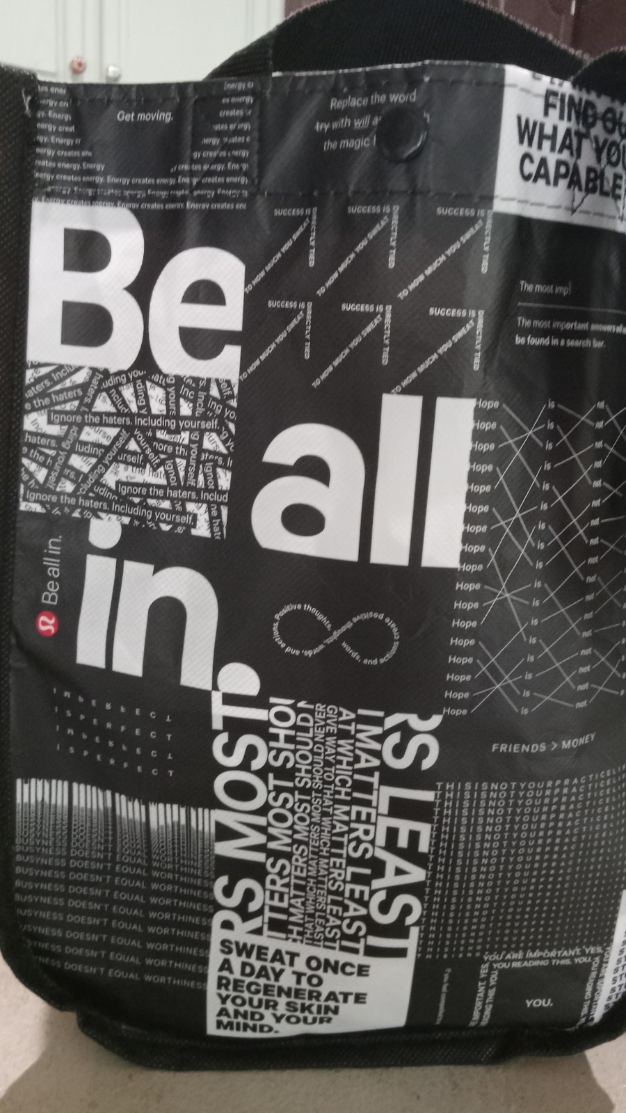 3 Bags Lululemon Shopper Be All In Manifesto Shopping Gym Lunch Bag Large Tote