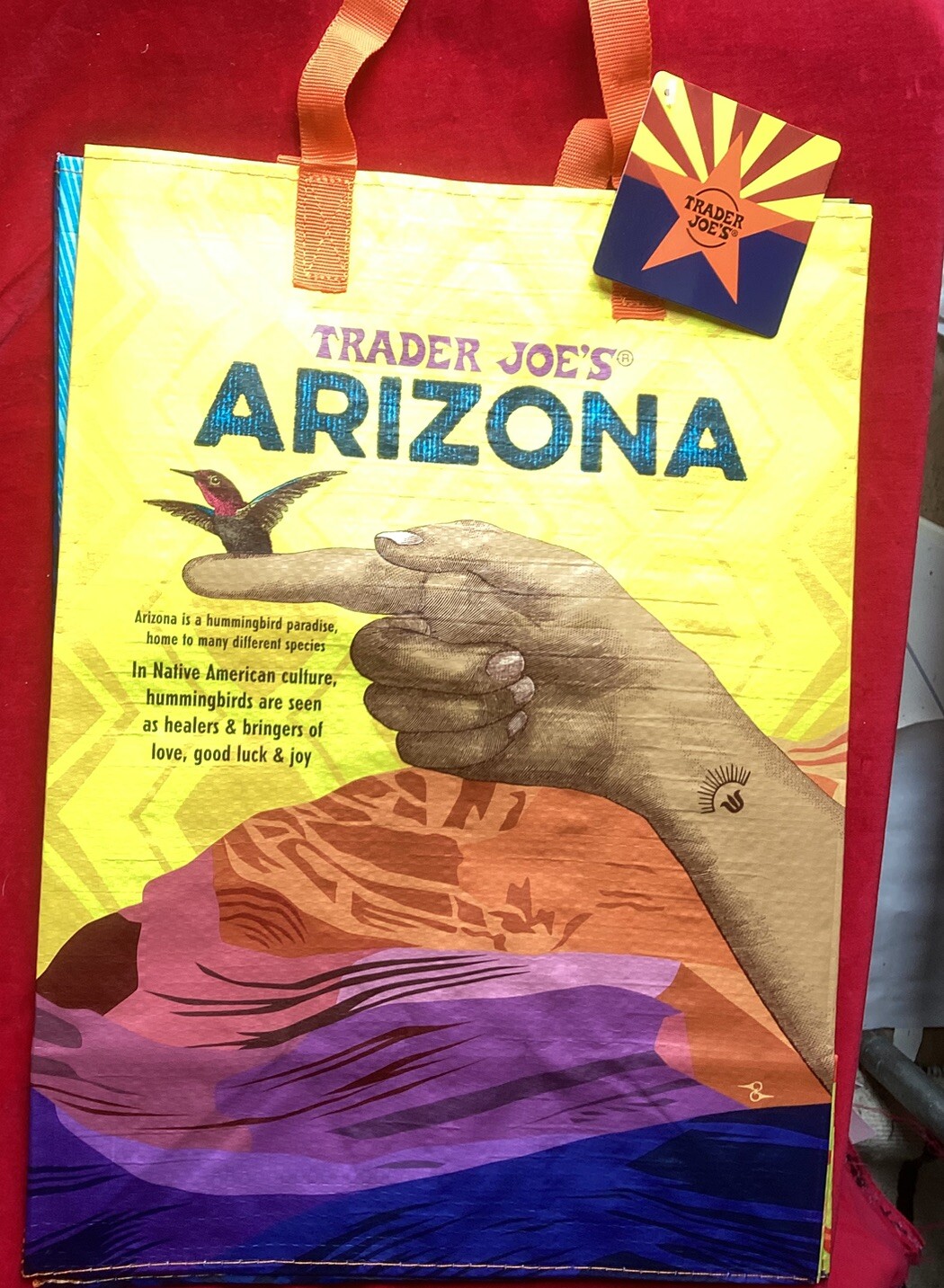 TRADER JOE’S Reusable Shopping Bag Arizona Hummingbird BRAND NEW WITH TAGS