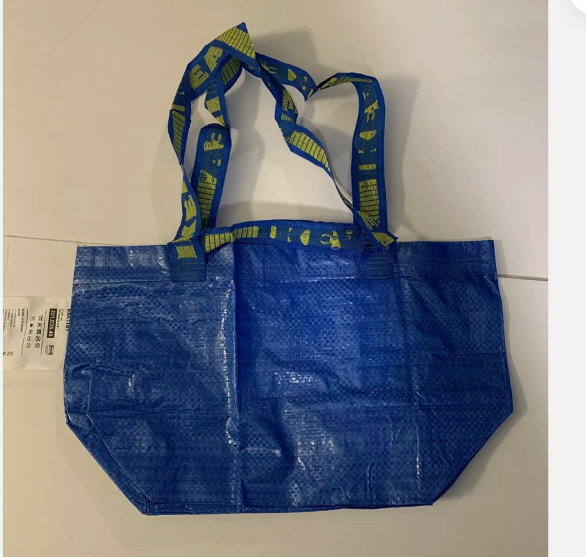 IKEA Brattby SMALL Bag Grocery Shopping Storage Tote Blue 10 x 17 inch NEW w tag