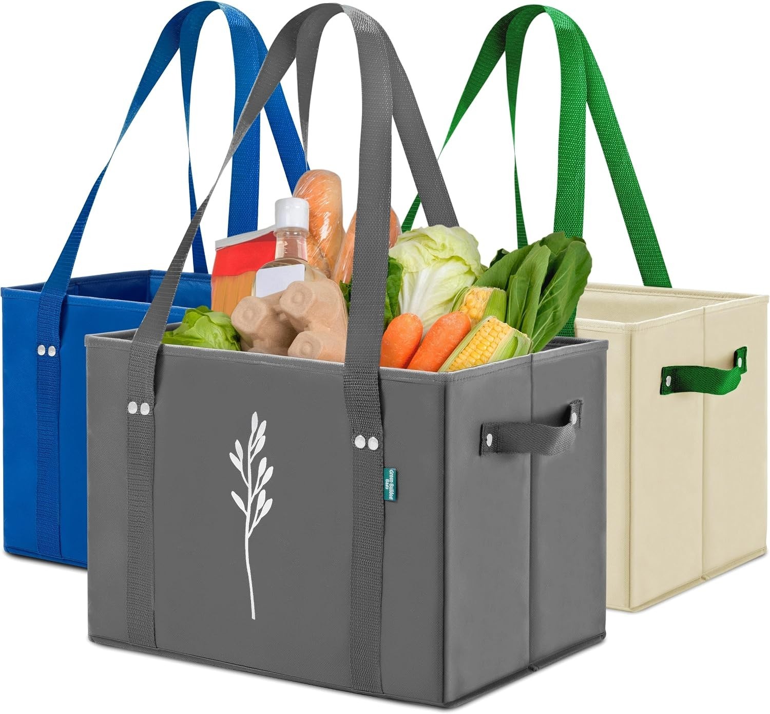 Reusable Grocery Bags – Heavy Duty Reusable Shopping Tote Bags W/Long Handles…
