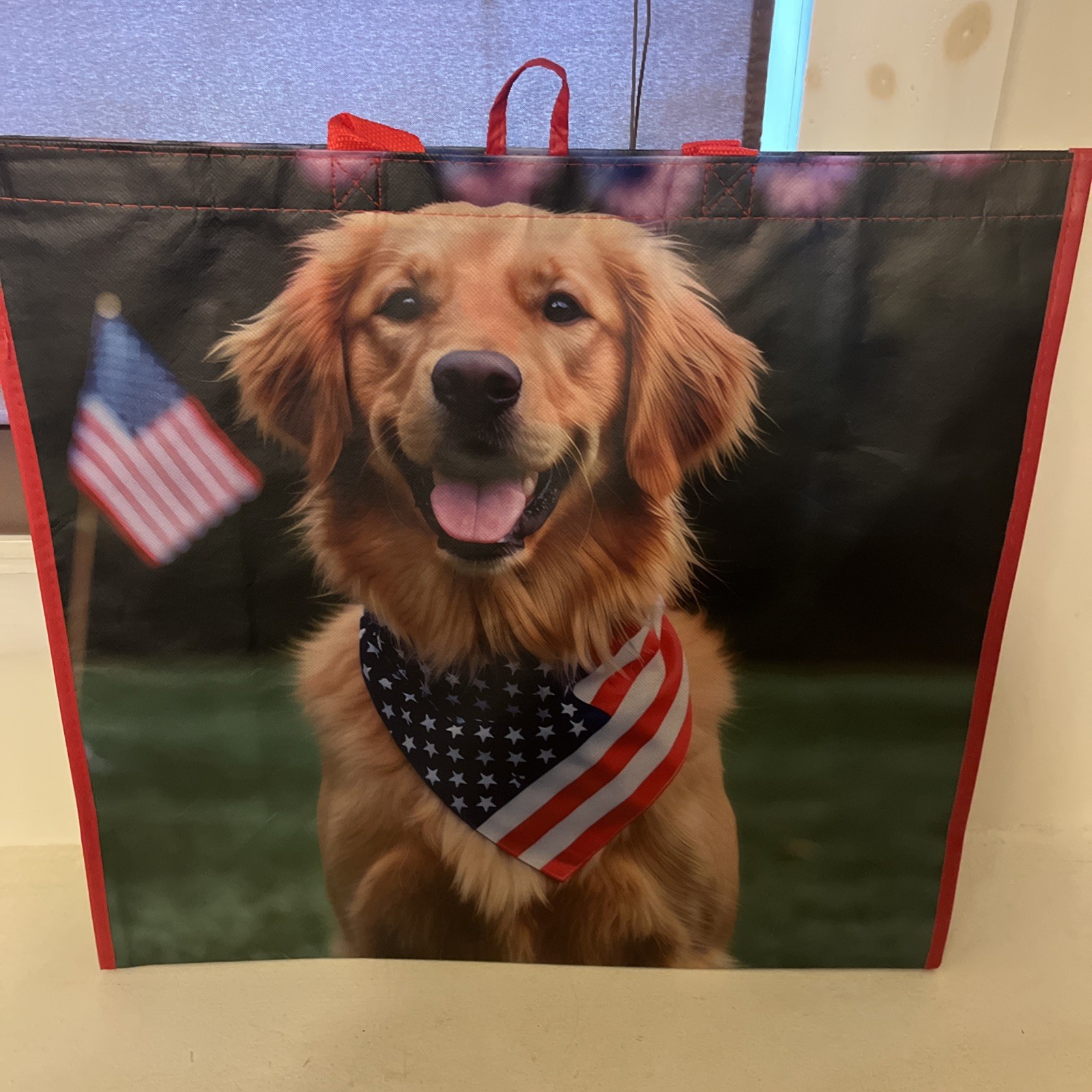 PATRIOTIC Reusable Tote Bag~19.5″ x 17.5″ x 7.25″ ~ PATRIOTIC LAB