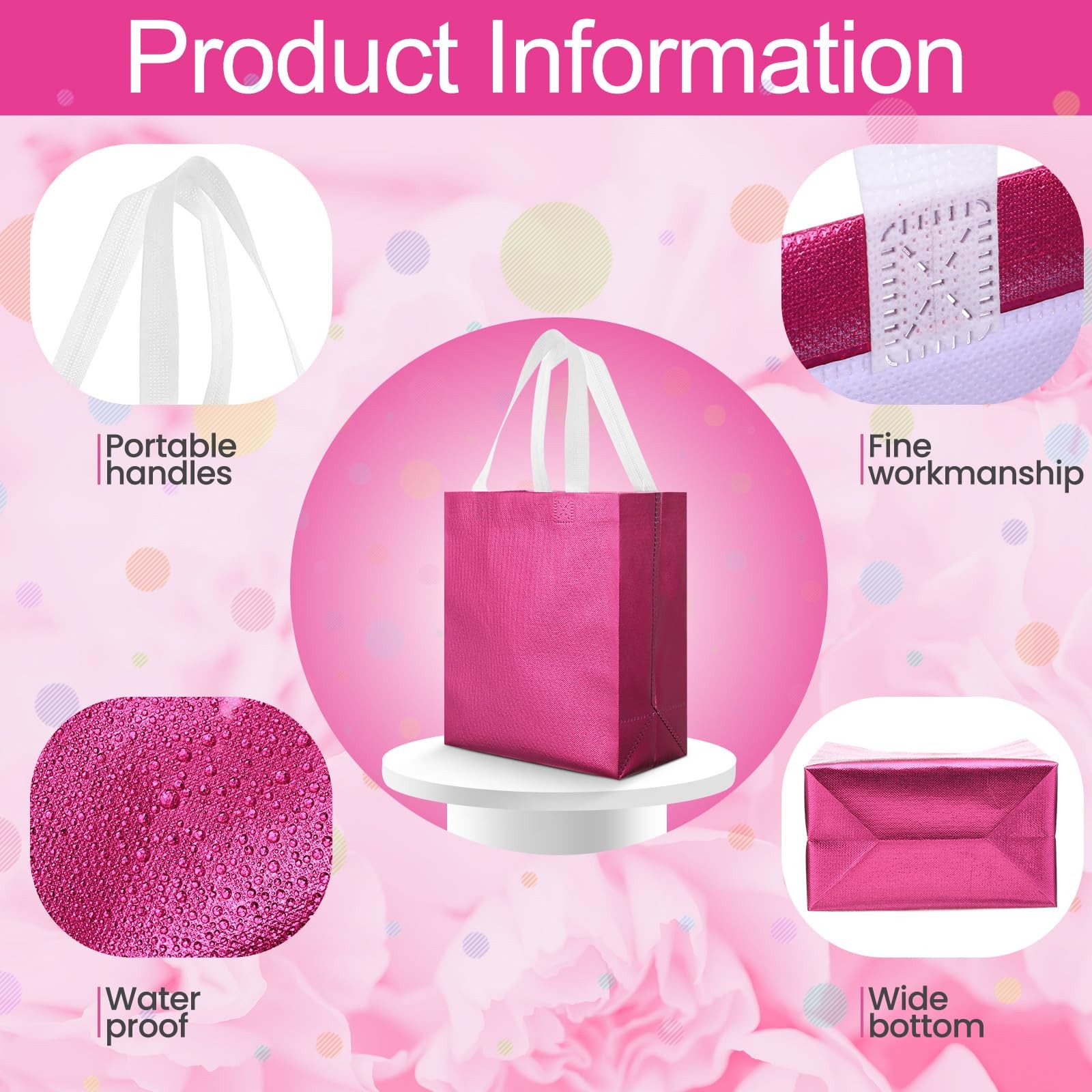 80 Pcs Reusable Gift Bags Set Glossy Grocery Gift Tote with Handle for Weddin…