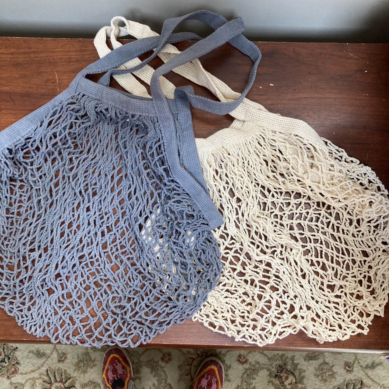 Netting Farmers Market Bags Reusable Grocery Cotton Mesh Tote Bags Big Bee