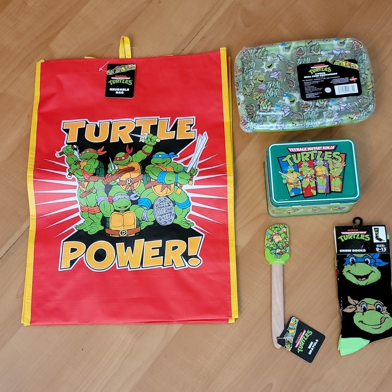 Nickelodeon TMNT Medium Reusable Foldable Shopping Bag Red Yellow Cartoon