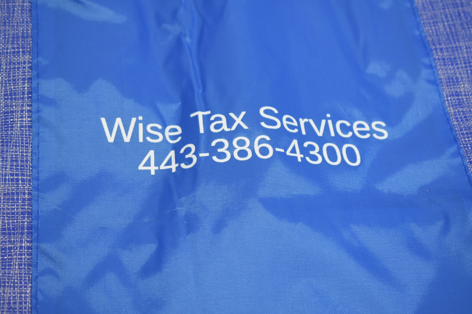 Lot of 5 Blue Tote Bag Polyester Shopping Bags Wise Tax Services Logo Large Bag