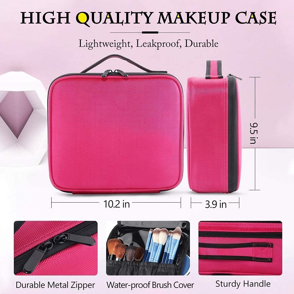 gzcz Makeup Travel Bag 10.4 Inches Cosmetic Case Professional Small, Rose Red