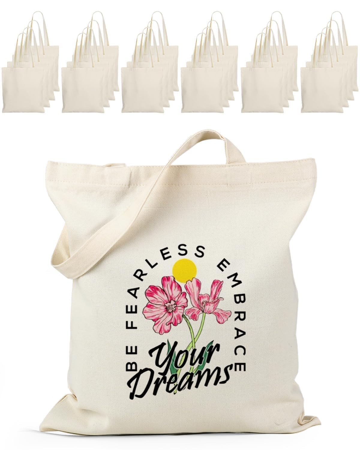24 Pack Large Canvas Tote Bag Bulk, 14.5×16.3 Inches Blank Tote Bags for DIY …