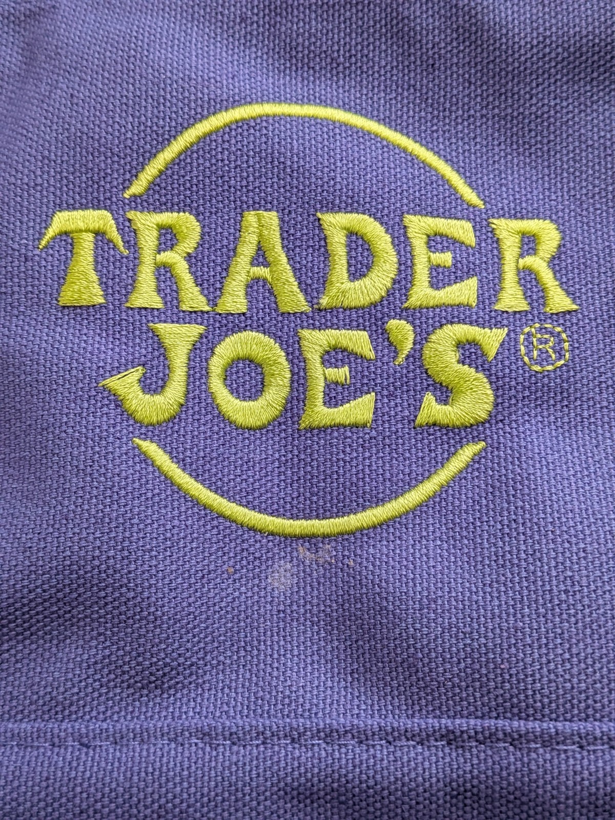 Trader Joe’s Halloween Mini Canvas Reusable Bag: Purple with Green/Yellow Logo