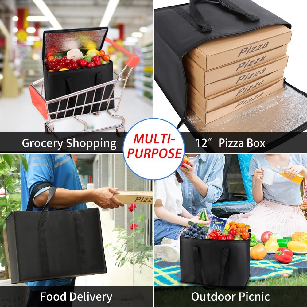 Durable Insulated Grocery Bags – 30L Black Tote Set for Travel and Deliveries