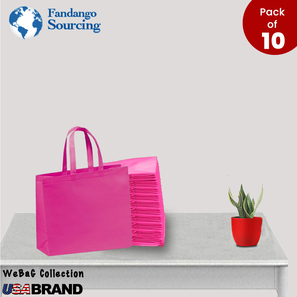 Shopping Tote Bags Eco Friendly Reusable Recyclable Gift Promo Bag 10 pack Pink